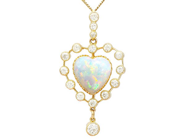 Antique Opal Heart Pendant