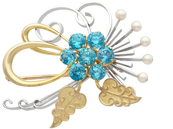 Vintage Zircon and Pearl Brooch