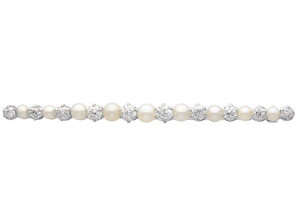 Antique Pearl Bar Brooch with Diamonds