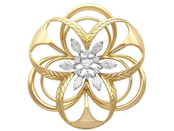 Diamond Yellow Gold Brooch UK