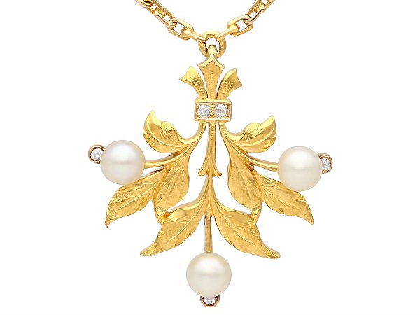 Gold and Pearl Floral Pendant Antique