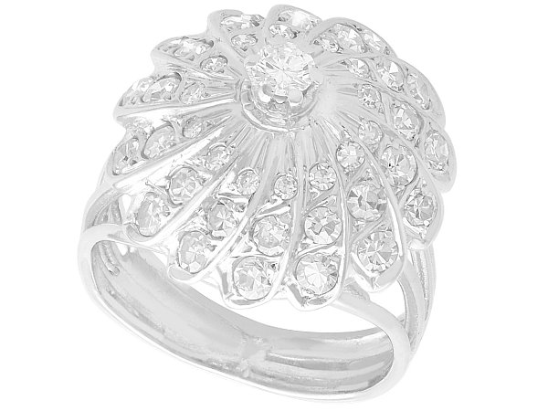 1950s White Gold Cluster Ring