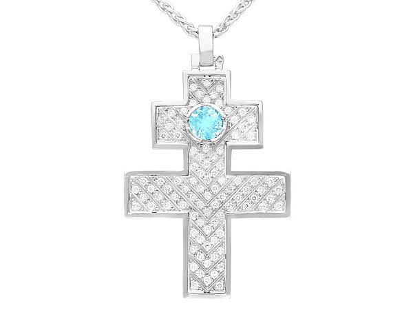 Vintage Aquamarine Cross pendant