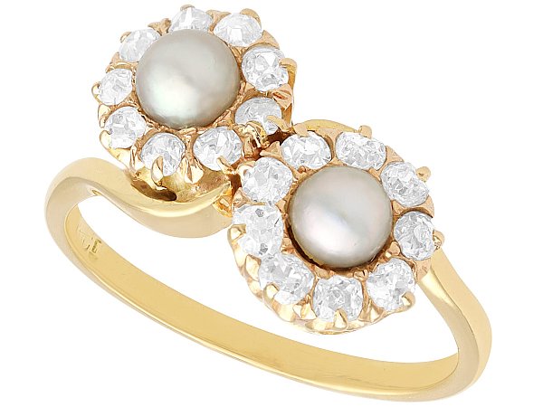 Edwardian Pearl and Diamond Twist Ring