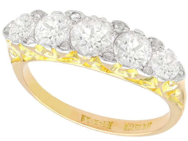 18k Yellow Gold Five Stone Diamond Ring