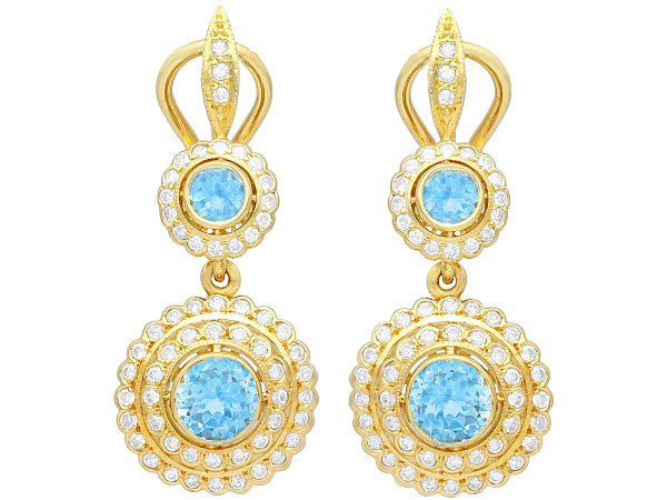 Vintage Aquamarine and Diamond Earrings