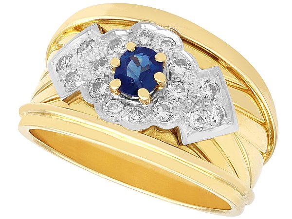 Vintage Sapphire and Diamond Ring Yellow Gold