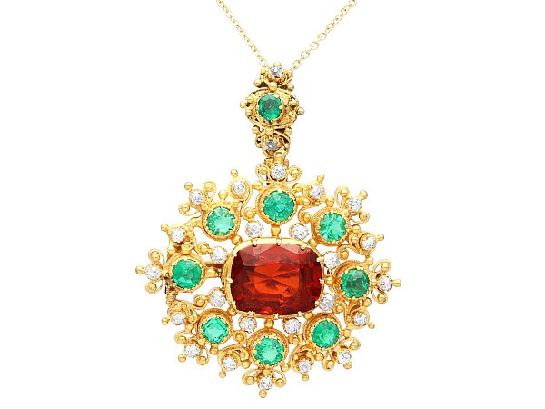 Gold Garnet Antique Pendant