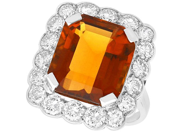 1950s Citrine Ring with Diamonds