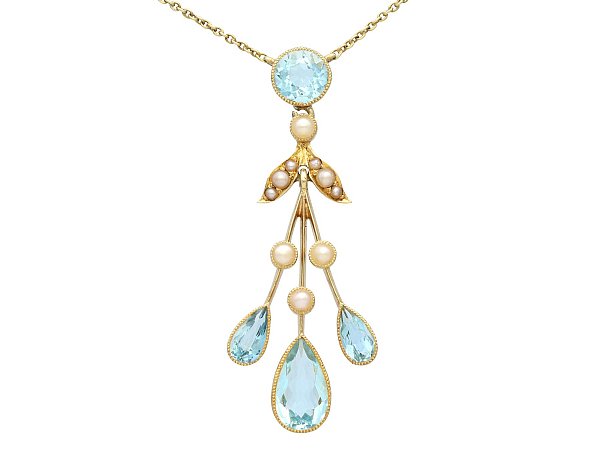 Aquamarine and Pearl Pendant UK