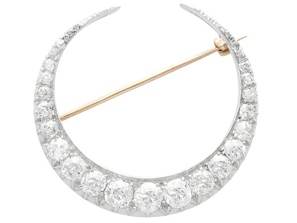Large Diamond Crescent Brooch