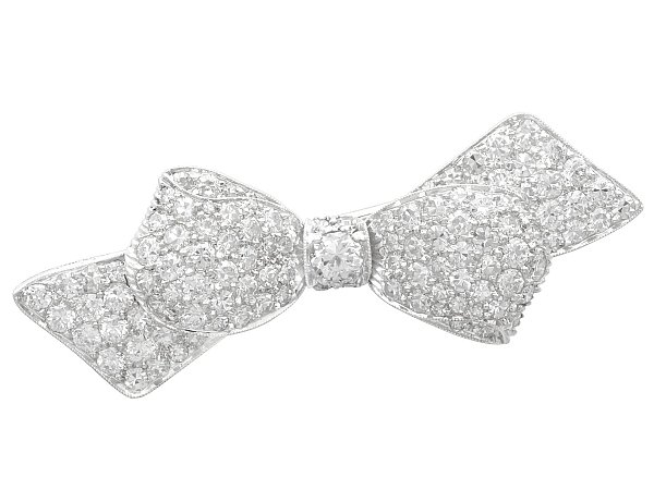 Platinum and Diamond Bow Brooch