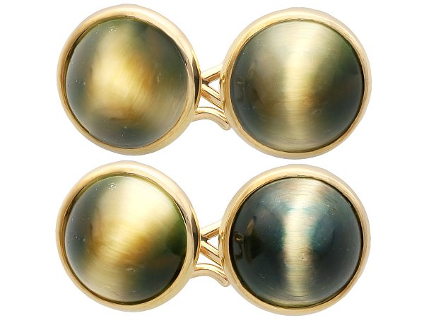 Tiger Eye Cufflinks Gold