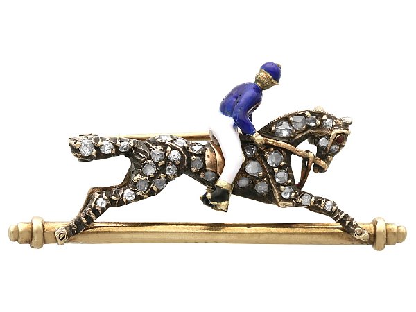 Antique Diamond Jockey Brooch