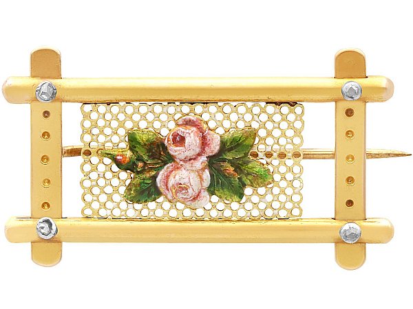 Victorian Enamel Brooch in Gold