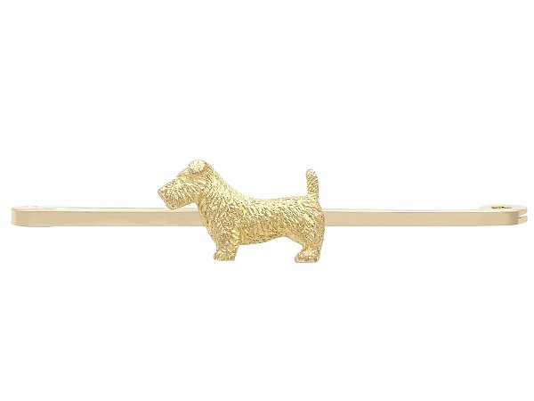 Antique Gold Bar Brooch Dog