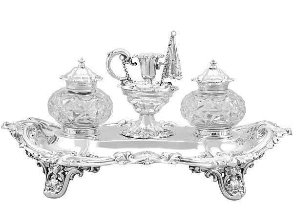 Antique Silver Desk Standish