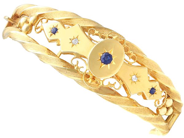 Antique Sapphire and Diamond Bangle Bracelet