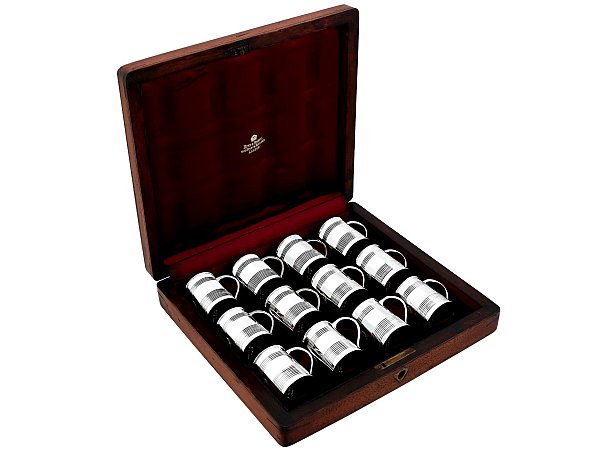 Boxed Antique Silver Mugs