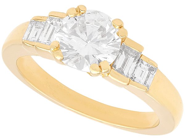 Round and Baguette Diamond Engagement Ring