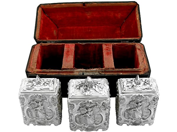 Set of Three Sterling Silver Tea Caddies