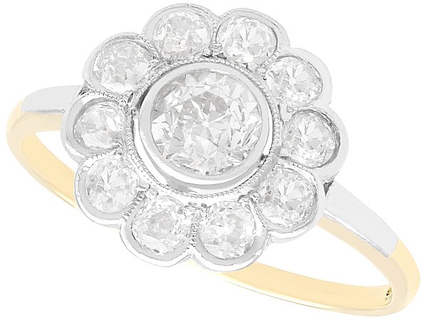 Yellow Gold Diamond Cluster Ring for Sale