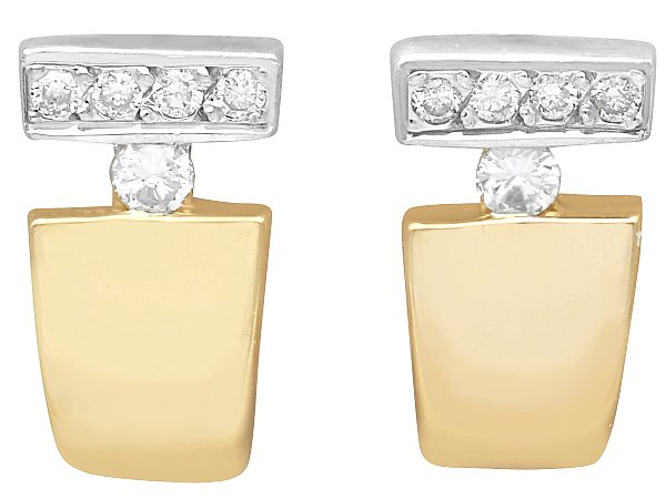 18k Yellow Gold and Diamond Earrings