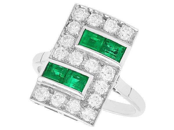Art Deco Emerald and Diamond Ring