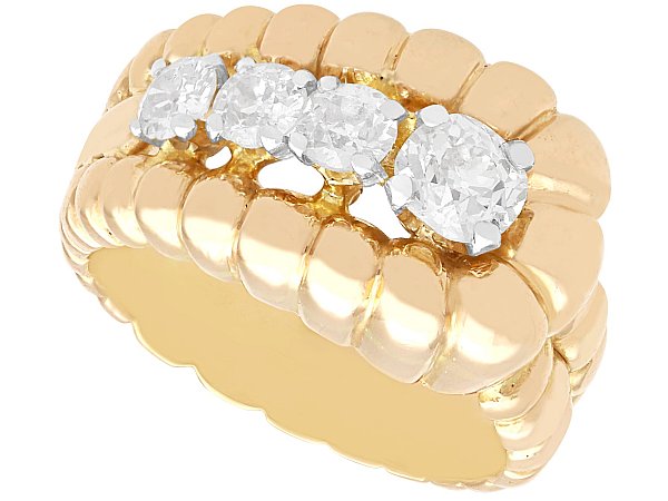Yellow Gold Thick Gold Band Engagement Ring