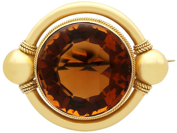 Smoky Quartz Brooch in Gold