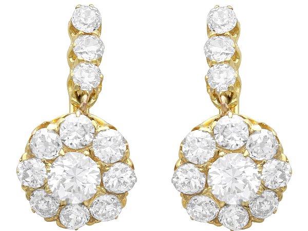 Flower Diamond Earrings in Yellow Gold
