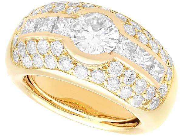 Chunky Yellow Gold Multi Diamond Ring UK