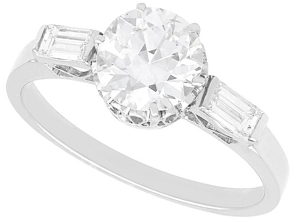 Diamond Engagement Ring with Baguette Side Stones