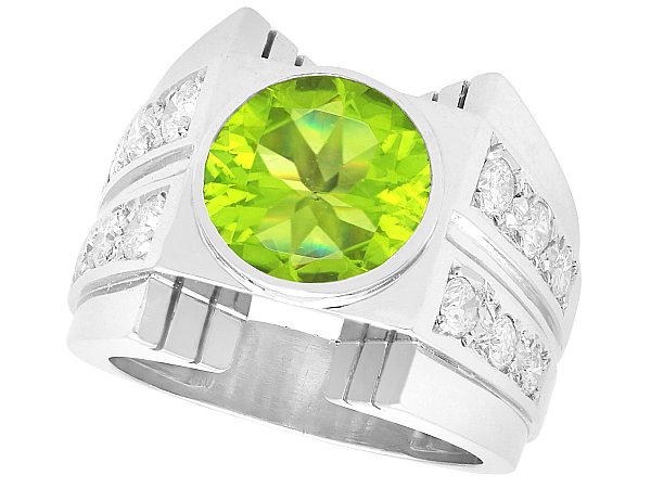 Chunky Peridot Ring in Platinum