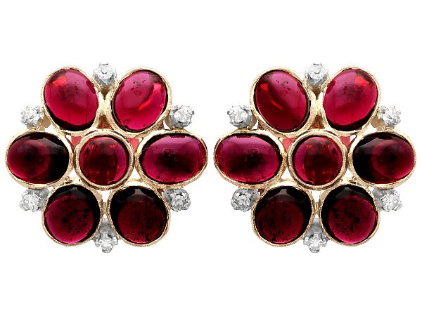 Antique Garnet Clip On Earrings