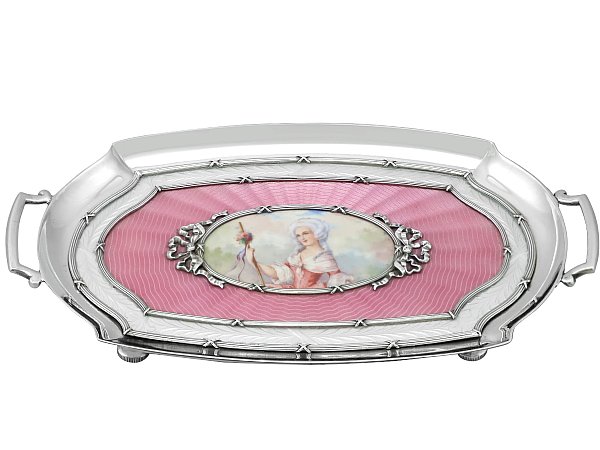 Antique Enamel and Silver Tray UK