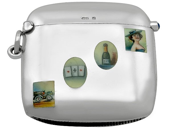 Edwardian Silver Vesta Case with Enamel