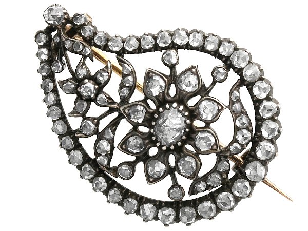 1890s Diamond Brooch in Yellow Gold