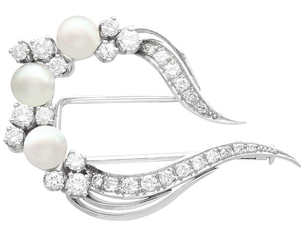 Vintage Pearl and Diamond Brooch