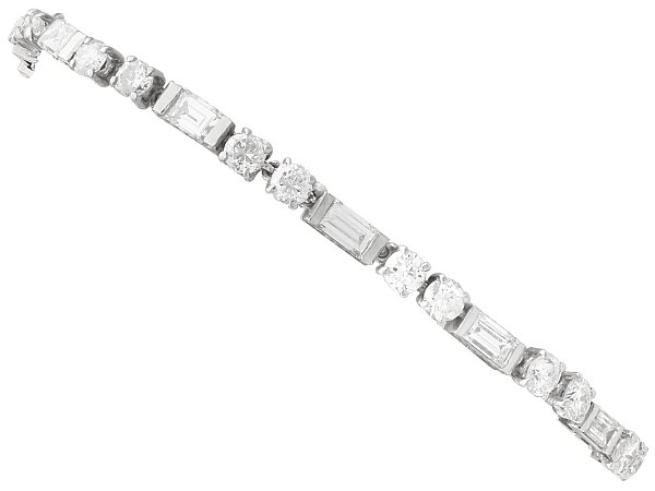 Baguette and Round Cut Diamond Bracelet 