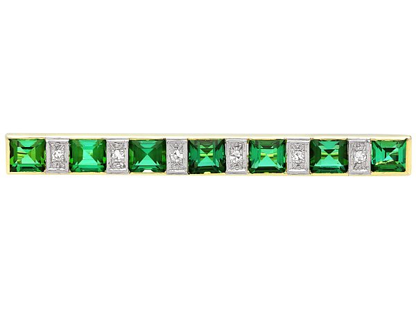 Green Tourmaline Brooch with Diamonds