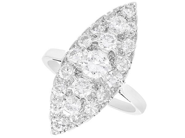 Vintage Marquise Shaped Diamond Cluster Ring