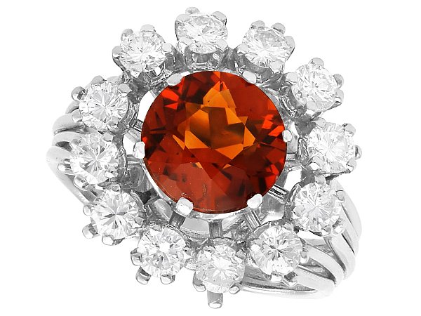 Citrine Cluster Ring in Platinum for Sale 