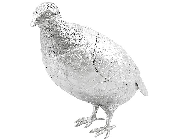antique partridge sugar box in silver