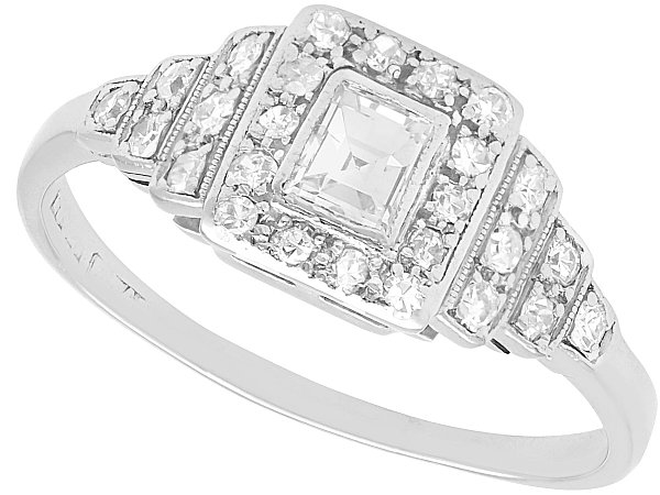 18k white gold art deco diamond ring for sale