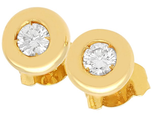 Vintage Single Stone Earrings in Gold