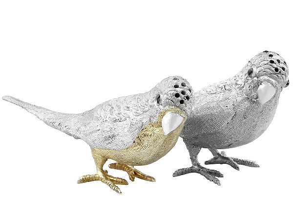 Sterling Silver Bird Pepper Shakers