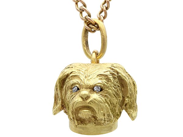 Diamond Dog Pendant in Gold for Sale