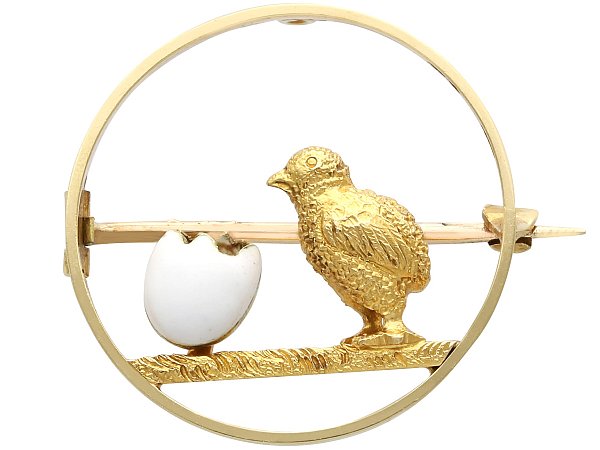 Victorian Chick and Egg Brooch for Sale