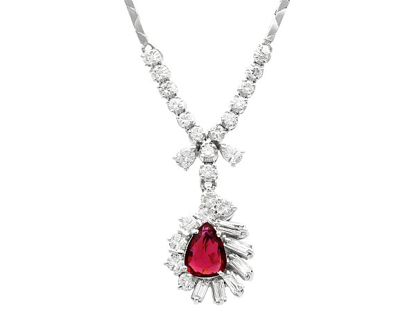 Ruby and Diamond Necklace Vintage for Sale